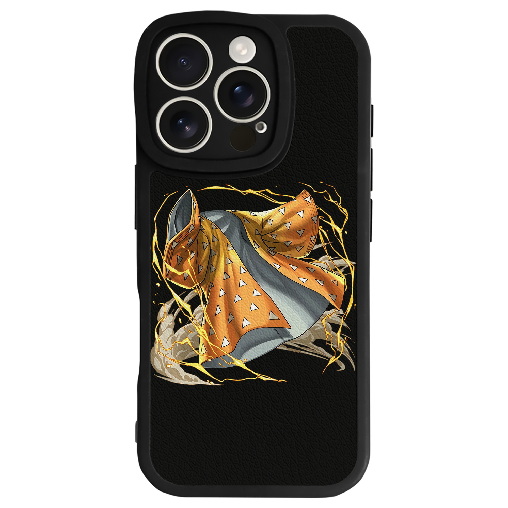 （画像用） 鬼滅の刃（きめつのやいば）我妻 善逸／あがつま ぜんいつ Agatsuma Zenitsu 【iPhone 16シリーズ対応】シリコンスマホケース（レザー調） 材質：シリコン